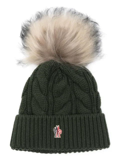 Moncler Grenoble pompom-detail beanie hat Green L20983B00014A0069