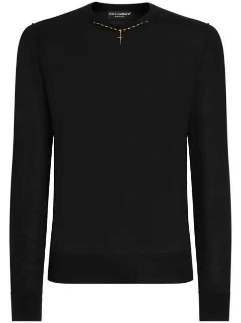 Dolce & Gabbana necklace-appliqué sweater Black GXX02ZJBW05