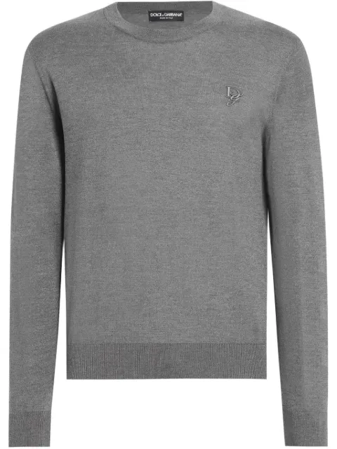 Dolce & Gabbana logo-embroidered silk sweater Grey GXX02ZJBSK3