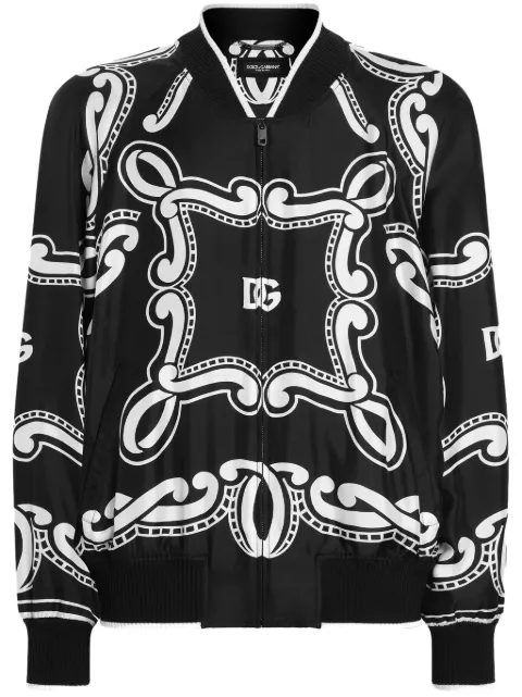 Dolce & Gabbana bandana-print bomber jacket Black G9BNATHI1WF