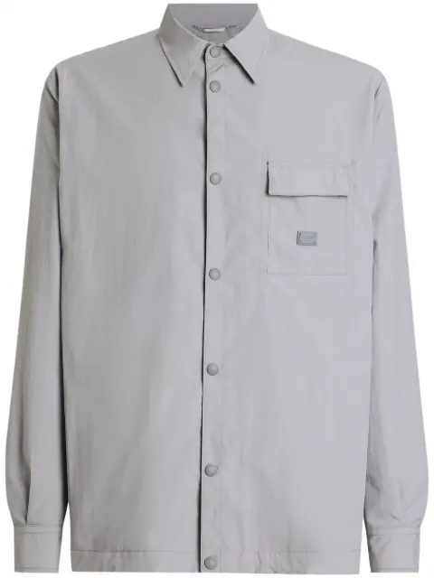 Dolce & Gabbana logo-plaque shirt jacket Grey G9BMGTFUS26