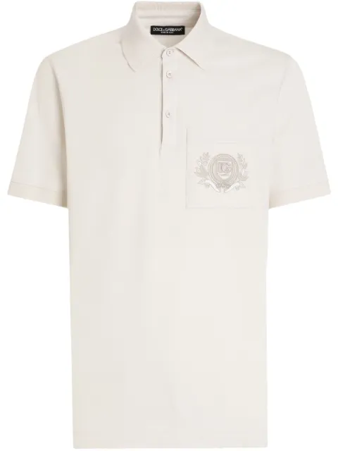Dolce & Gabbana logo-embroidered polo shirt Neutrals G8SN8ZG7O2I