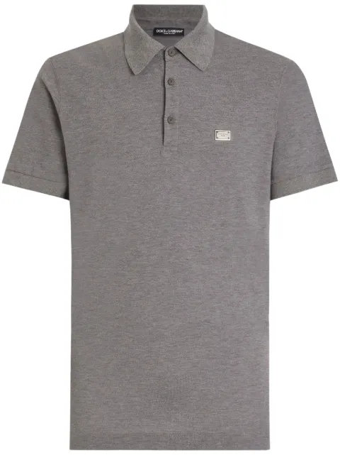 Dolce & Gabbana logo-plaque polo shirt Grey G8SN1TFU7EN