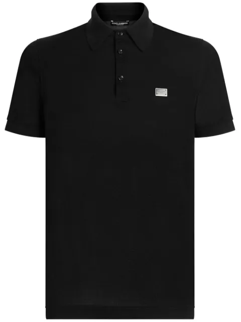 Dolce & Gabbana logo-plaque polo shirt Black G8SN1TFU7EN