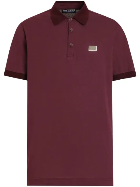 Dolce & Gabbana logo-plaque polo shirt Red G8SN1TFU7EN
