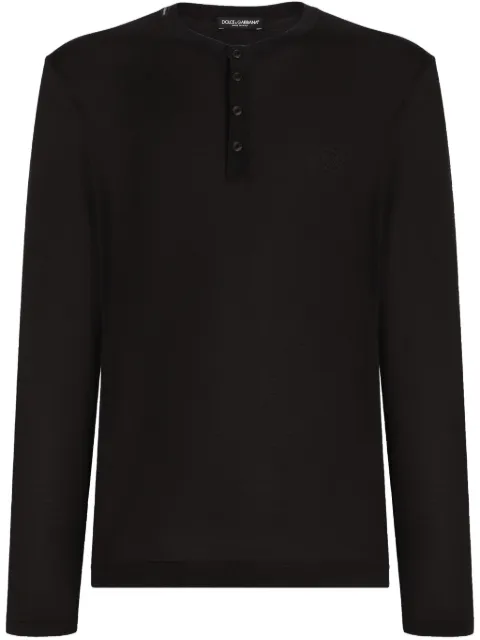 Dolce & Gabbana Serafino button-neck T-shirt Black G8SI2ZFU75F