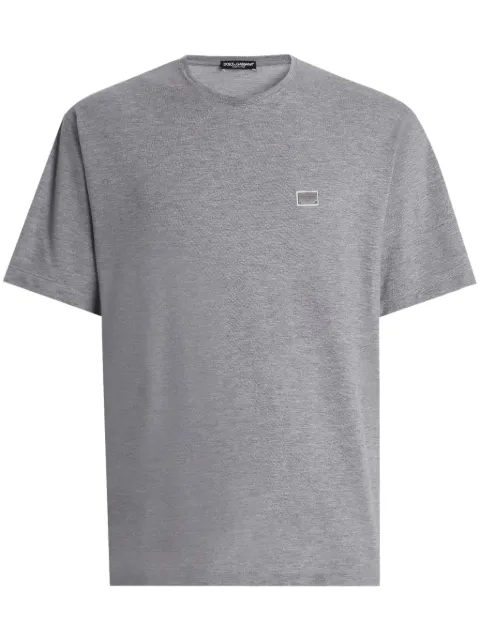 Dolce & Gabbana logo-plaque cotton T-shirt Black G8SE3TFU7EN