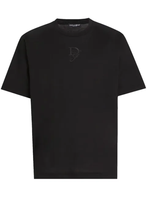 Dolce & Gabbana logo-embroidered cotton T-shirt Black G8PN9ZG7O4E