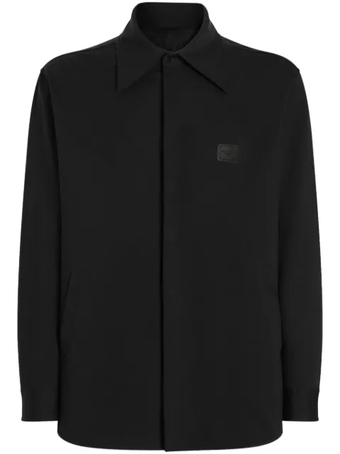 Dolce & Gabbana logo-plaque shirt jacket Black G5LQ3TFUGS1