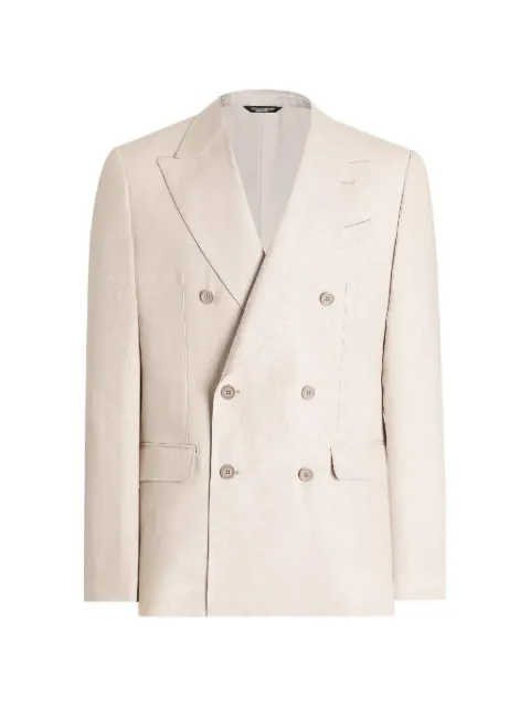 Dolce & Gabbana double-breasted linen fabric jacket Neutrals G2QS7TFU4MC
