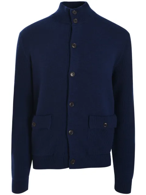 Luciano Barbera stand-up collar cardigan Blue 199L8552114