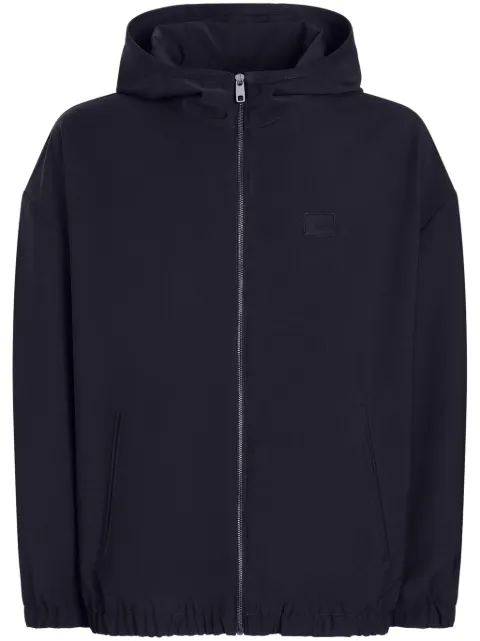 Dolce & Gabbana logo-plaque hooded jacket Blue G9BMVTFURK8