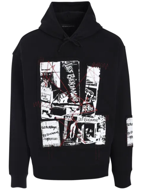 Les Benjamins graphic-print hoodie Black LB24FWEAPMUHD005