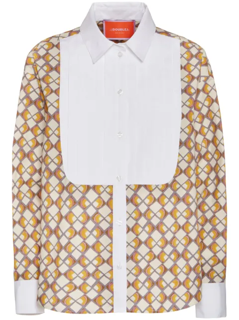 La DoubleJ geometric-print shirt Neutrals SHI0115COT001HAL01WH03