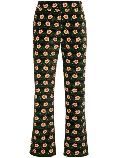 La DoubleJ floral-print cropped trousers Black TRO0069VEL001MAY01BL01