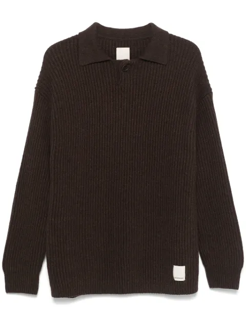 Emporio Armani fisherman's-knit polo shirt Brown 6D1MZ21MH3Z