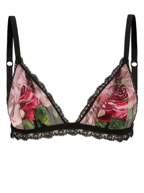 Dolce & Gabbana DNA rose-print bra Black O1F45TON04F