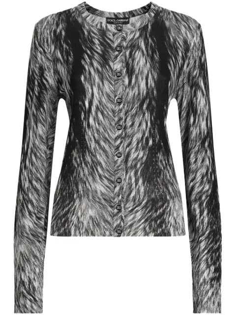 Dolce & Gabbana fur-print cardigan Black FXV07TJAHLA