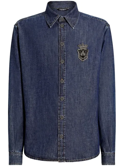 Dolce & Gabbana logo-patch denim shirt Blue G5MO2ZG8MF5