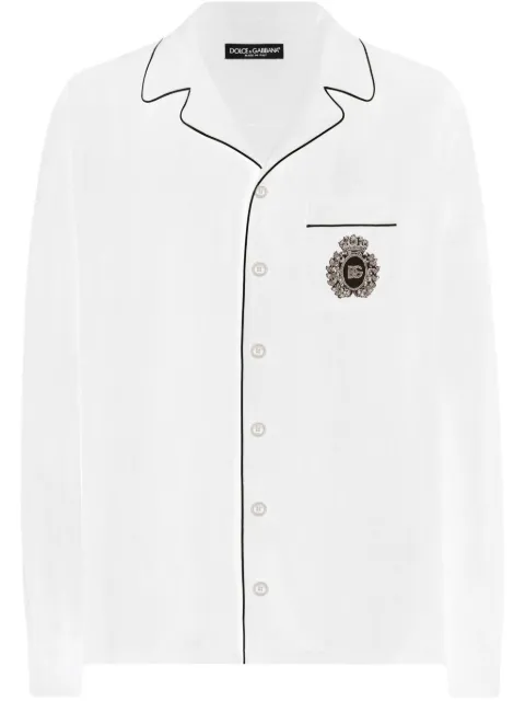 Dolce & Gabbana logo-patch shirt White G5IF1ZFU4LG