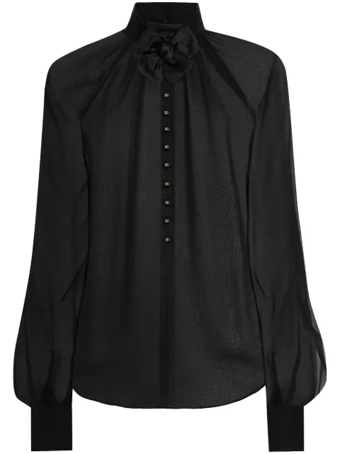 Dolce & Gabbana floral-appliqué shirt Black F7AH1TFU1HW