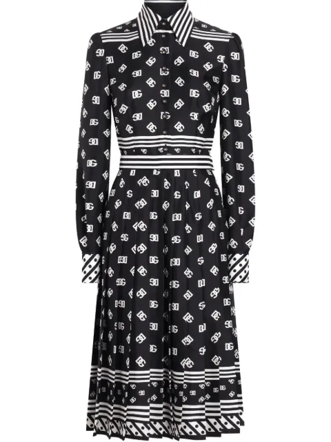 Dolce & Gabbana midi logo-print dress Black F6TMNTGDCVJ