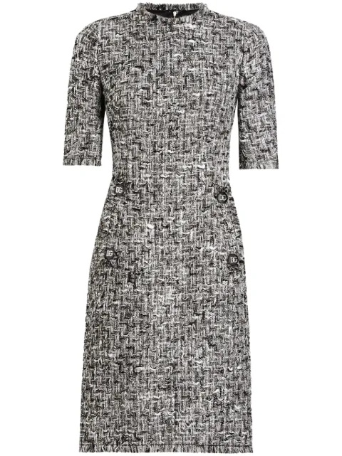 Dolce & Gabbana midi tweed dress Black F6TMFTFMMH7