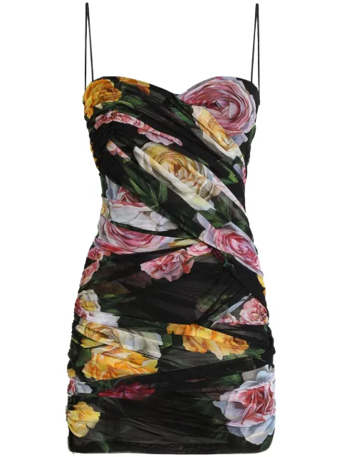 Dolce & Gabbana floral-print mini dress Black F6TLETFSUBI