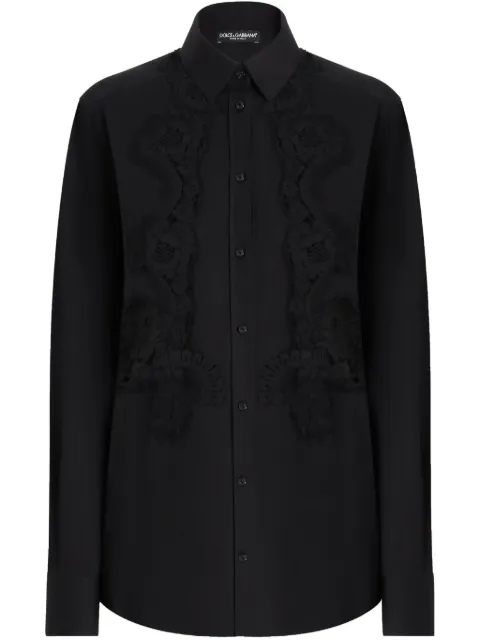 Dolce & Gabbana DNA lace-inserts shirt Black F5T32TGDCWP