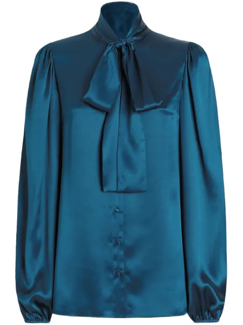 Dolce & Gabbana pussybow-collar blouse Blue F5Q44TFU1UU