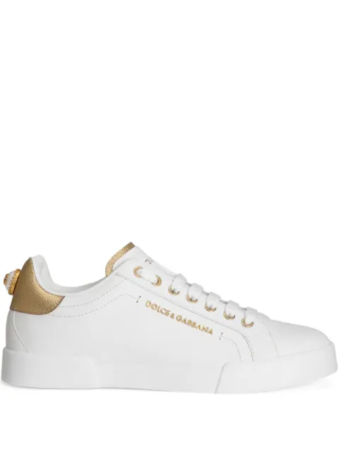 Dolce & Gabbana calfskin nappa Portofino sneakers with lettering White CK2329AN298