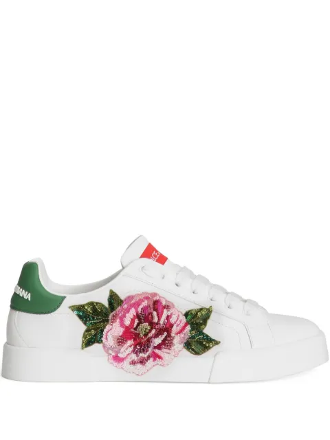 Dolce & Gabbana floral-appliqué sneakers White CK2318A6H61