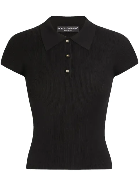 Dolce & Gabbana ribbed polo top Black FXZ18TJFMHG