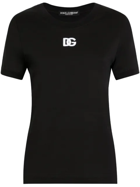 Dolce & Gabbana DG logo-embroidered jersey T-shirt Black F8N08ZGDCYE