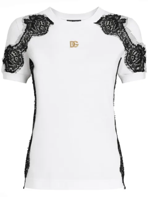 Dolce & Gabbana DNA lace-detailed T-shirt White F8N08TGDB7U