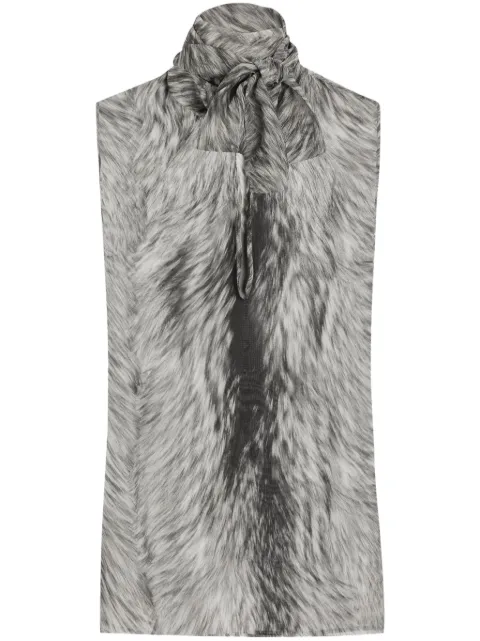 Dolce & Gabbana Pussy bow top with Fur print White F7AO1TIS1X3