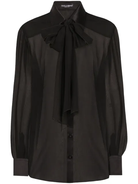 Dolce & Gabbana pussy-bow silk chiffon shirt Black F5S38TFU1AT