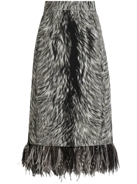Dolce & Gabbana feather-trim faux-fur skirt Grey F4C1ITFSA71