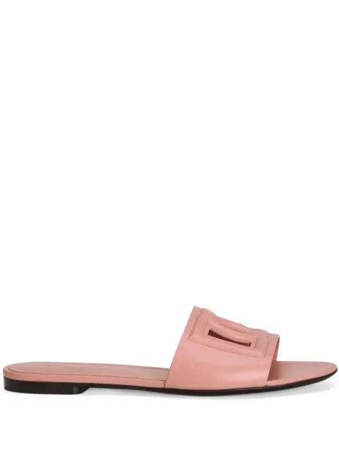 Dolce & Gabbana calfskin slides with DG Millennials logo Pink CQ0436AY329