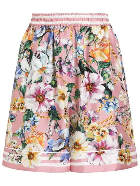 Dolce & Gabbana floral-print satin shorts Pink FTAM7THI1W4