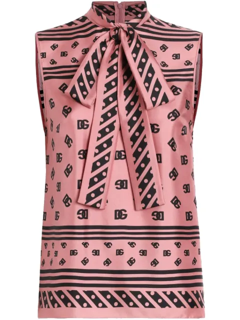 Dolce & Gabbana DNA logo-print blouse Pink F7AN7TGDCVJ