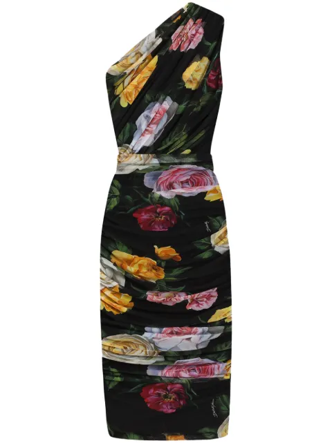 Dolce & Gabbana floral-print midi dress Black F6AHZTFSUBI