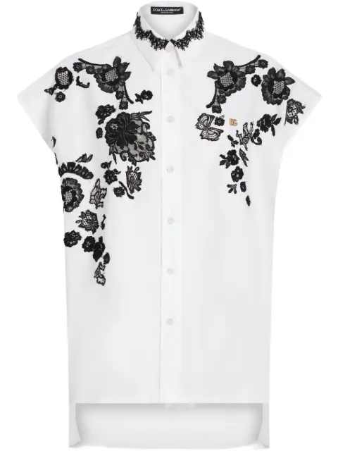 Dolce & Gabbana DNA lace-detail shirt White F5T38TGDCTK