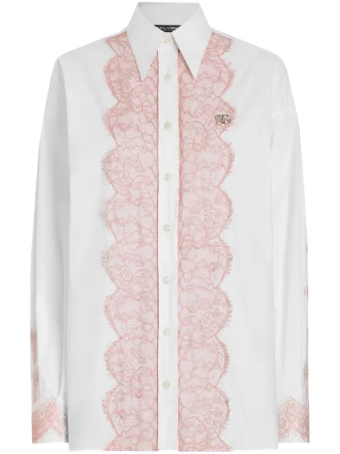 Dolce & Gabbana DNA lace-trimmed shirt White F5T33TFU5T9