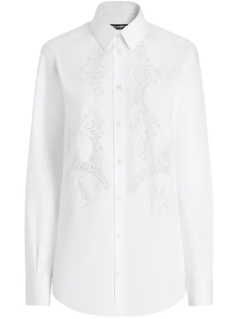 Dolce & Gabbana DNA lace-panelled shirt White F5T32TFUEAJ