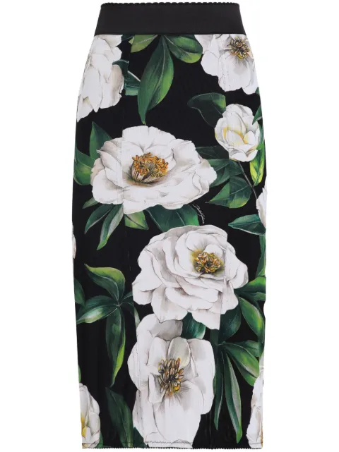 Dolce & Gabbana floral-print skirt Black F4CWKTFSSK2