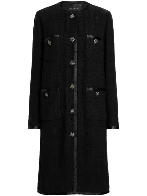 Dolce & Gabbana tweed single-breasted coat Black F0W2KZFMTAC
