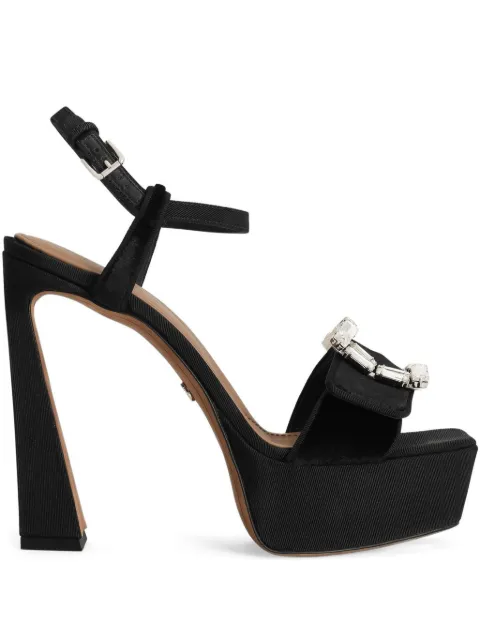 Dolce & Gabbana velvet platform sandals with bejeweled buckle Black CR1836A9S20