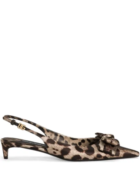 Dolce & Gabbana 30mm leopard-print satin slingback pumps Brown CG0843A6Q83