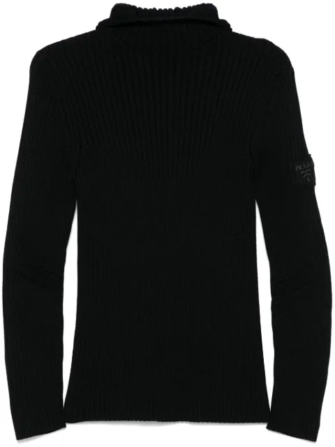 Prada ribbed-knit hoodie Black UMR621SOOOUMR621506